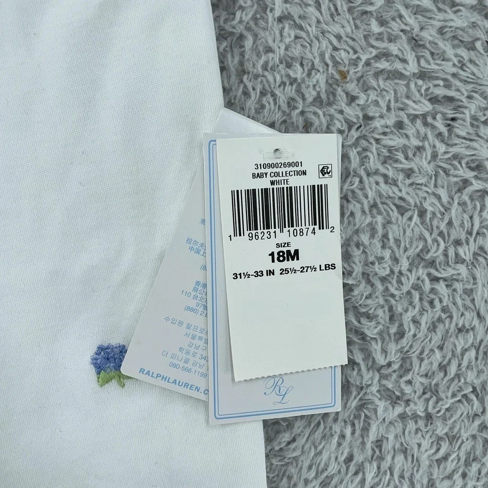 Ralph Lauren Romper Baby‎ Girls 18M White Peter Pan Collar Embroidered One Piece